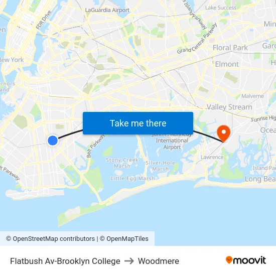 Flatbush Av-Brooklyn College to Woodmere map