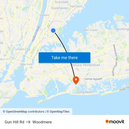 Gun Hill Rd to Woodmere map