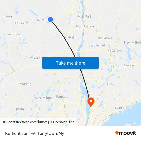 Kerhonkson to Tarrytown, Ny map