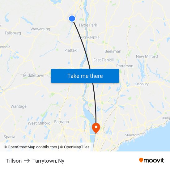 Tillson to Tarrytown, Ny map