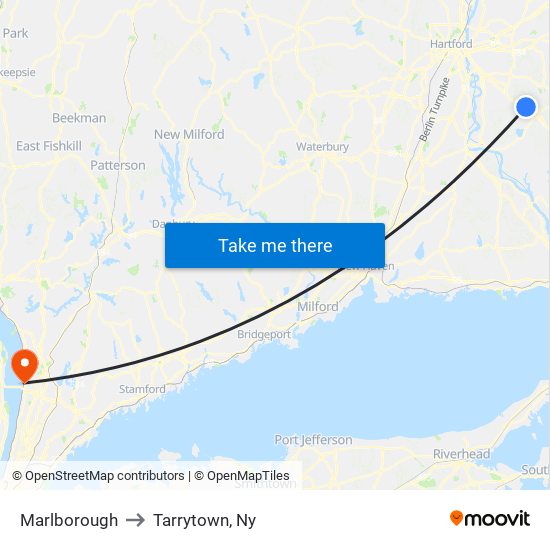 Marlborough to Tarrytown, Ny map