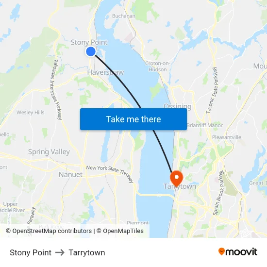Stony Point to Tarrytown map