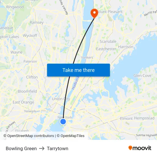 Bowling Green to Tarrytown map