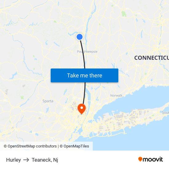 Hurley to Teaneck, Nj map