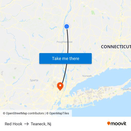 Red Hook to Teaneck, Nj map