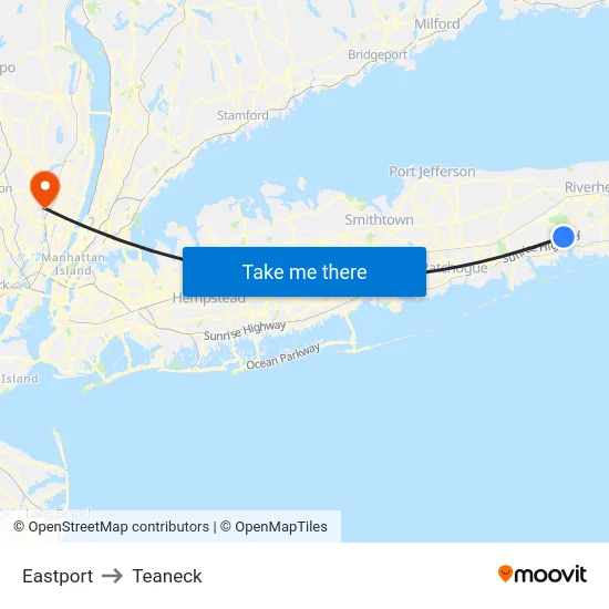 Eastport to Teaneck map