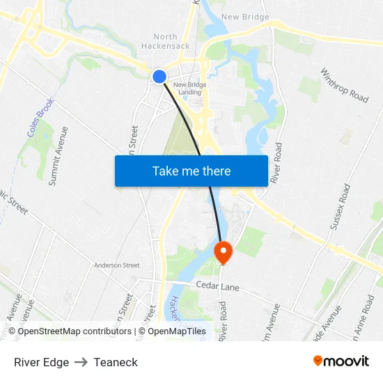 River Edge to Teaneck map