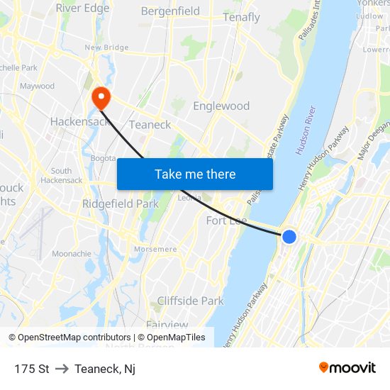 175 St to Teaneck, Nj map