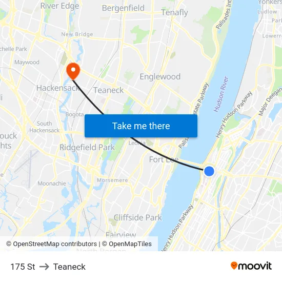 175 St to Teaneck map