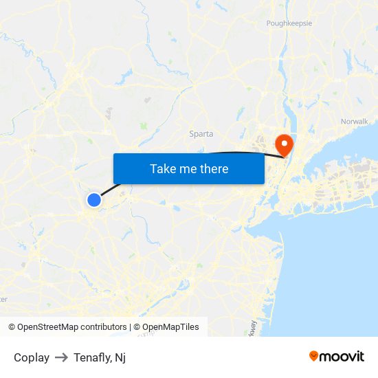 Coplay to Tenafly, Nj map