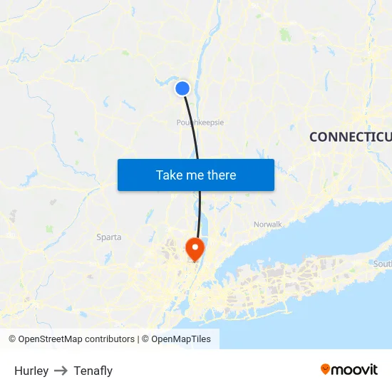 Hurley to Tenafly map