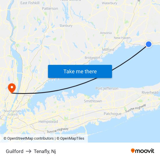 Guilford to Tenafly, Nj map