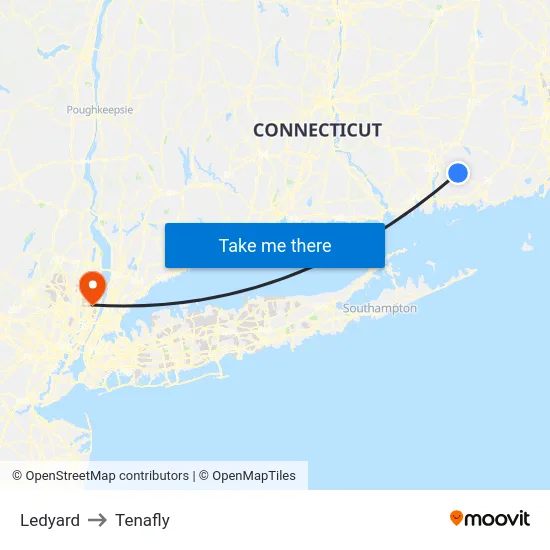 Ledyard to Tenafly map