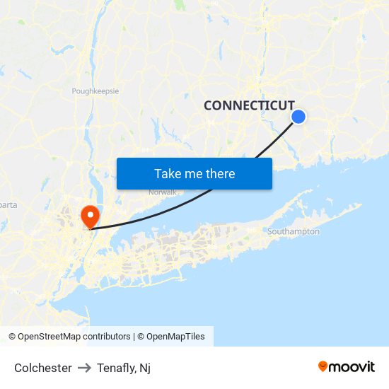 Colchester to Tenafly, Nj map