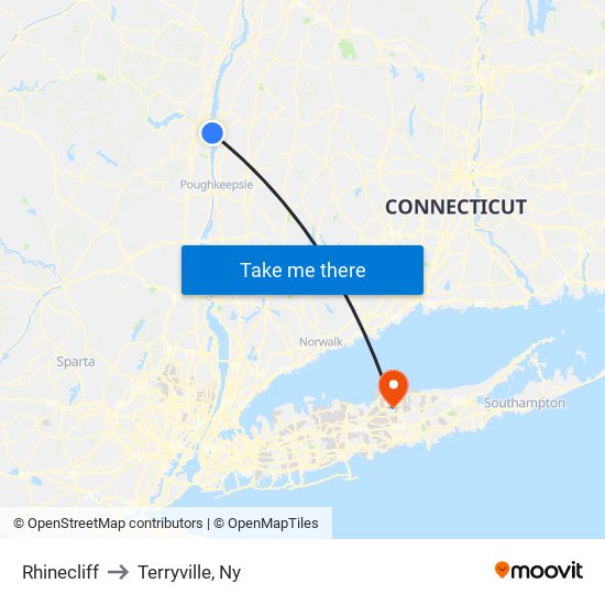 Rhinecliff to Terryville, Ny map