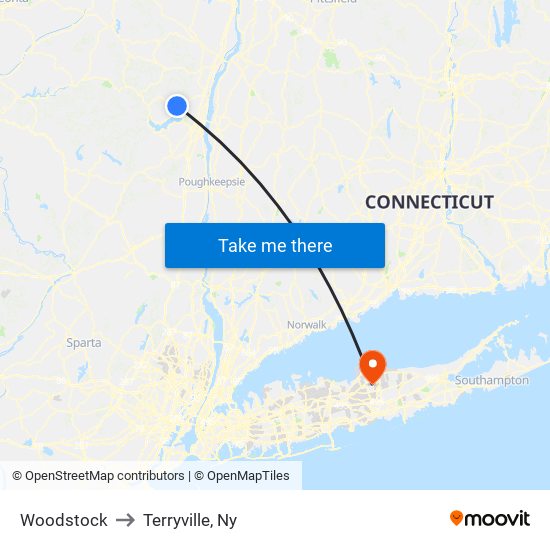 Woodstock to Terryville, Ny map