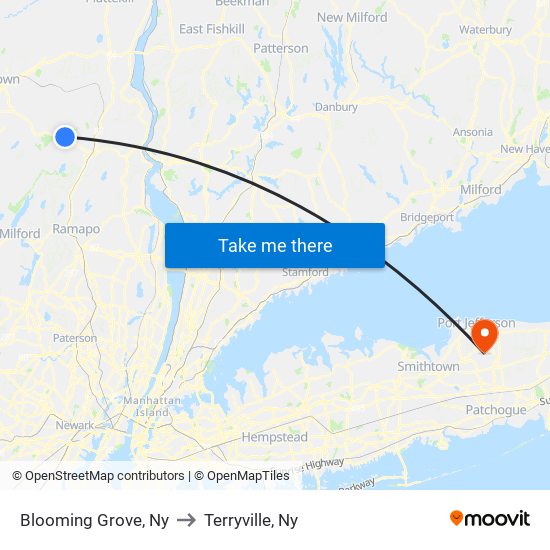 Blooming Grove, Ny to Terryville, Ny map