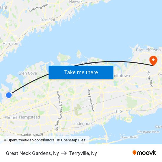 Great Neck Gardens, Ny to Terryville, Ny map