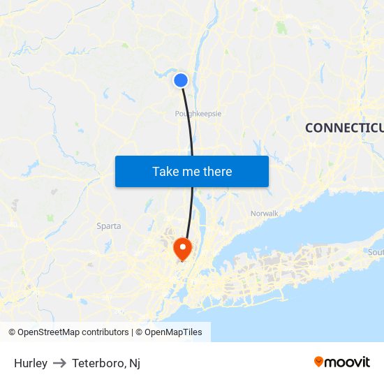 Hurley to Teterboro, Nj map