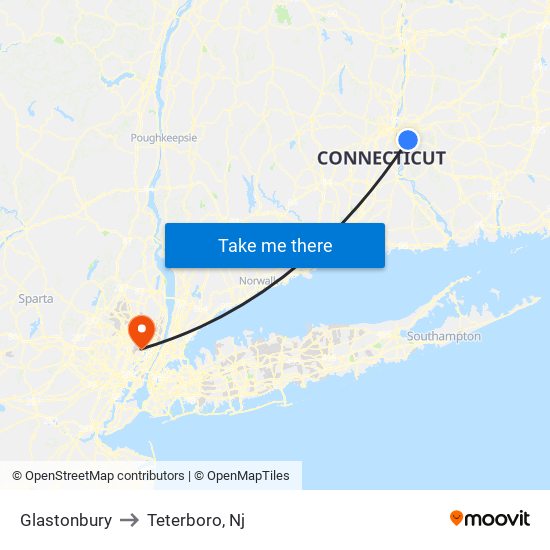 Glastonbury to Teterboro, Nj map