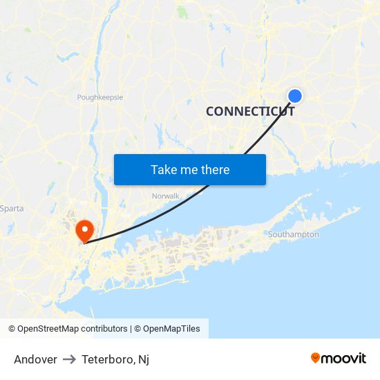 Andover to Teterboro, Nj map