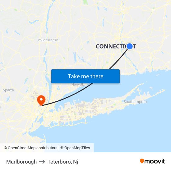 Marlborough to Teterboro, Nj map