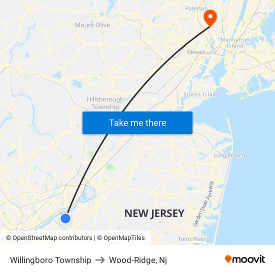 Willingboro Township to Wood-Ridge, Nj map