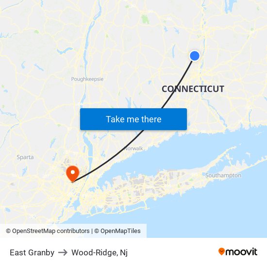 East Granby to Wood-Ridge, Nj map