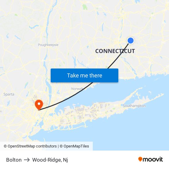 Bolton to Wood-Ridge, Nj map