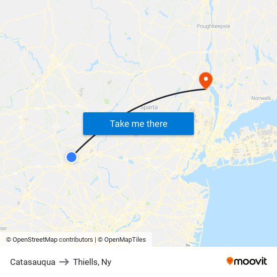 Catasauqua to Thiells, Ny map