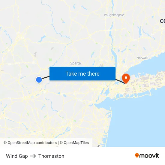 Wind Gap to Thomaston map