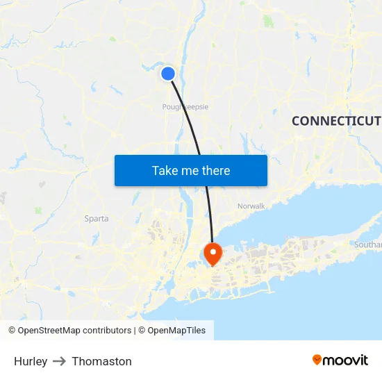 Hurley to Thomaston map