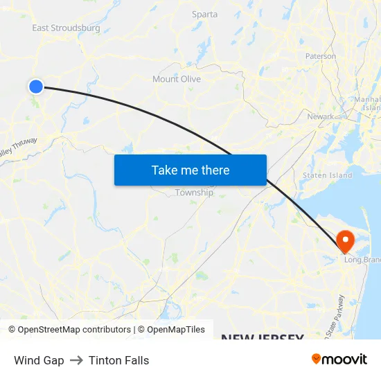 Wind Gap to Tinton Falls map