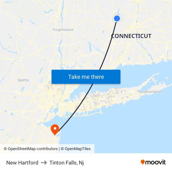 New Hartford to Tinton Falls, Nj map