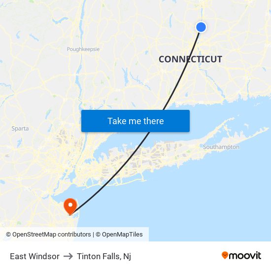 East Windsor to Tinton Falls, Nj map