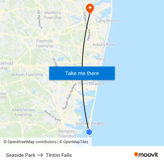 Seaside Park to Tinton Falls map