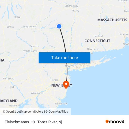 Fleischmanns to Toms River, Nj map