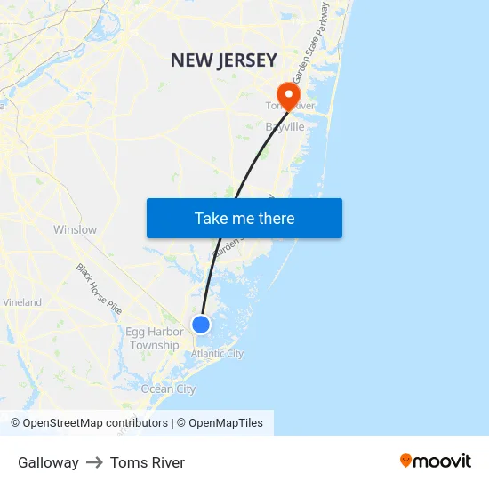 Galloway to Toms River map