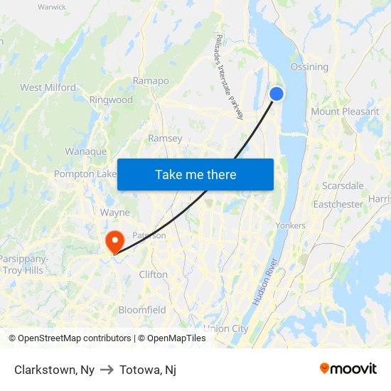 Clarkstown, Ny to Totowa, Nj map