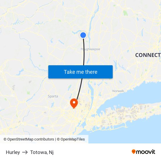 Hurley to Totowa, Nj map