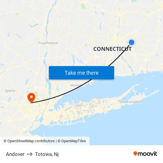 Andover to Totowa, Nj map