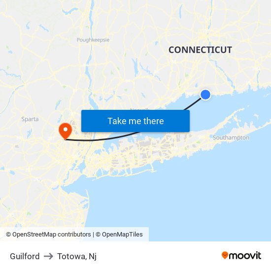 Guilford to Totowa, Nj map