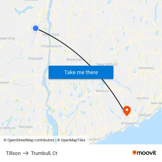 Tillson to Trumbull, Ct map