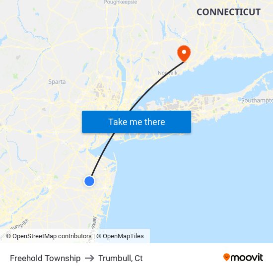 Freehold Township to Trumbull, Ct map