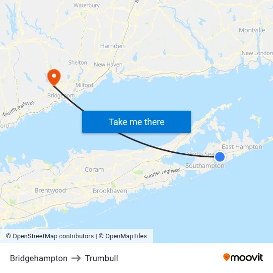 Bridgehampton to Trumbull map