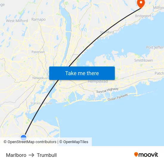 Marlboro to Trumbull map
