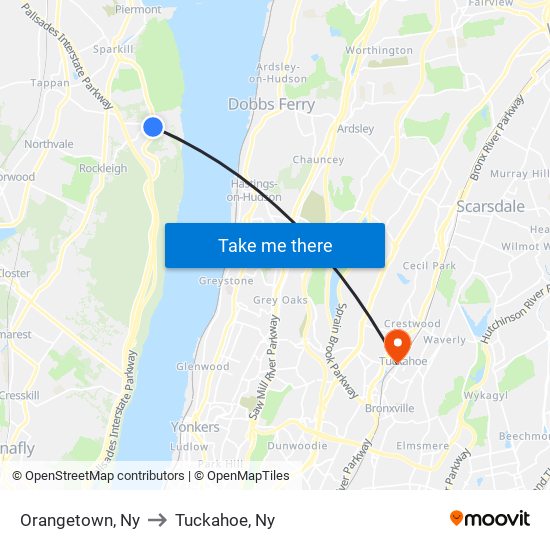 Orangetown, Ny to Tuckahoe, Ny map