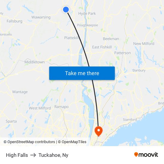 High Falls to Tuckahoe, Ny map