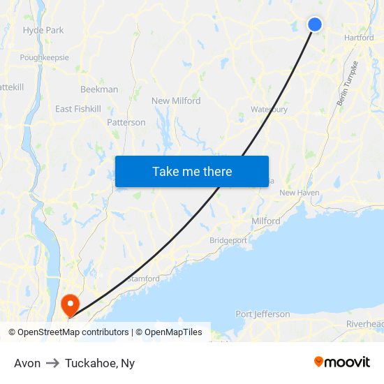 Avon to Tuckahoe, Ny map