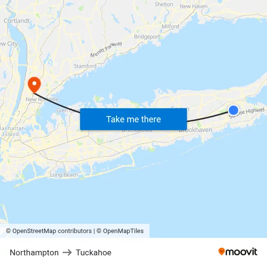 Northampton to Tuckahoe map